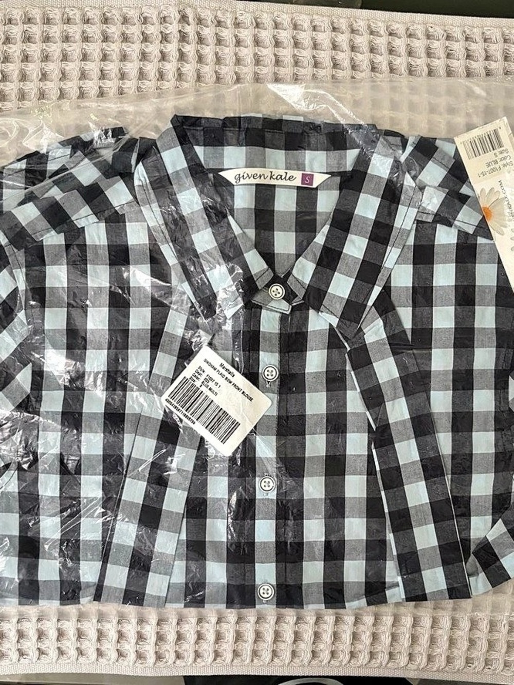 Given Kale Gingham Plaid Bow Front Blouse Bow Front Gingham Blouse Size Small